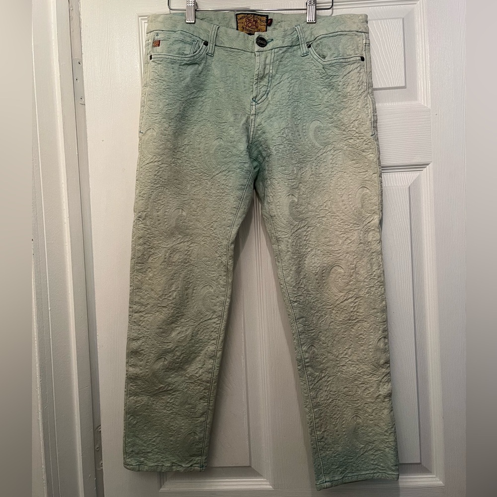 Dear John Light Green Textured Jeans